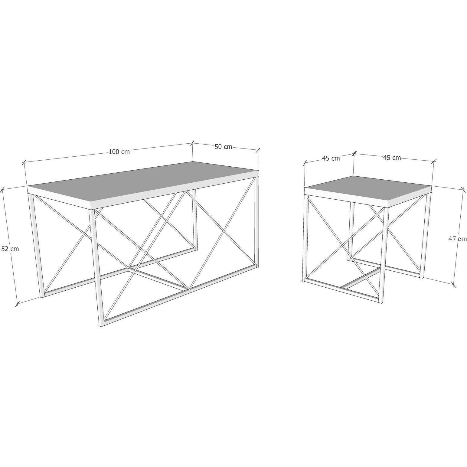 Hanah Home, Couchtisch + Beistelltisch, Defne Coffee Table Set (100 x 52 x 50 cm)