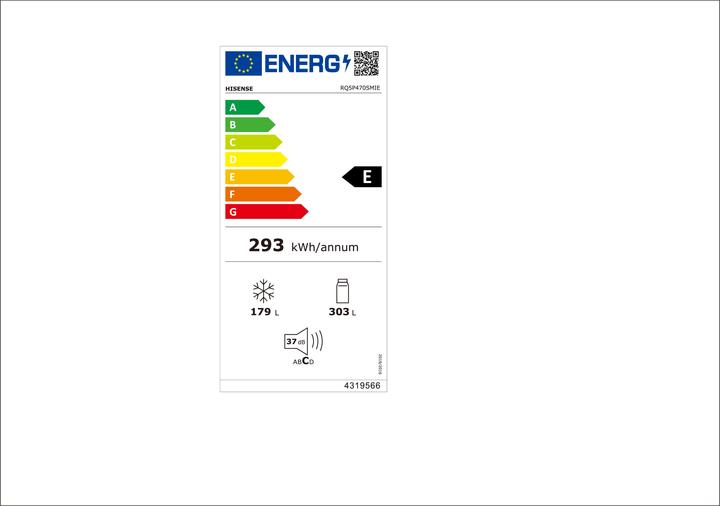 Energie-Label Hisense RQ5P470SMIE Amerikanischer Kühlschrank Side by Side (482 l)