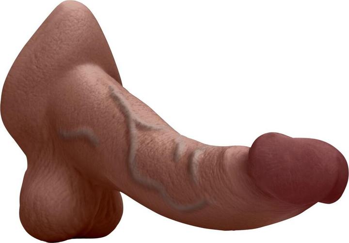 Actual product image Earthly Body Slipskin Realistic Silicone Dildo 9 Inch Curved Brown