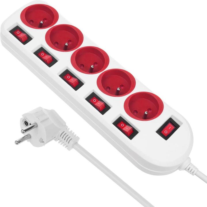 Immagine prodotto Maclean Ciabatta elettrica, prolunga con 5 prese, con interruttori, 250 VAC/10 A, 1,5 m, MCE204 R/ (5 x, CEE 7/3, 1.50 m)