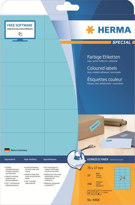 Actual product image HERMA Colour labels A4 removable