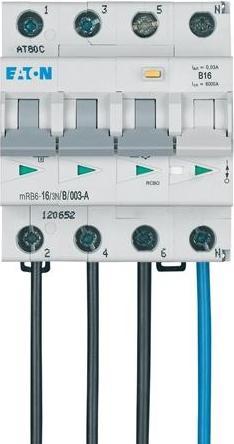Actual product image Eaton Combination circuit-breaker, 3-pole + neutral, 16A, B characteristic, 6 kA, 30 mA, class A