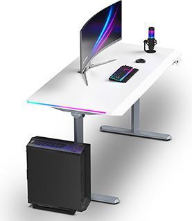 Actual product image Ultradesk Gaming-Tisch QUEST, 140x70cm, 72-120cm, grau-weiss