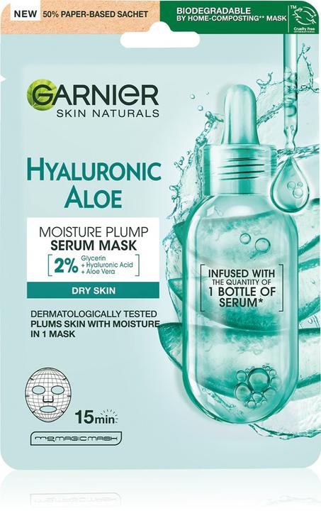 Actual product image Garnier Hyaluronic Aloe Serum Tissue Mask - Textile face mask with aloe vera 28.0g (L) (28 g)