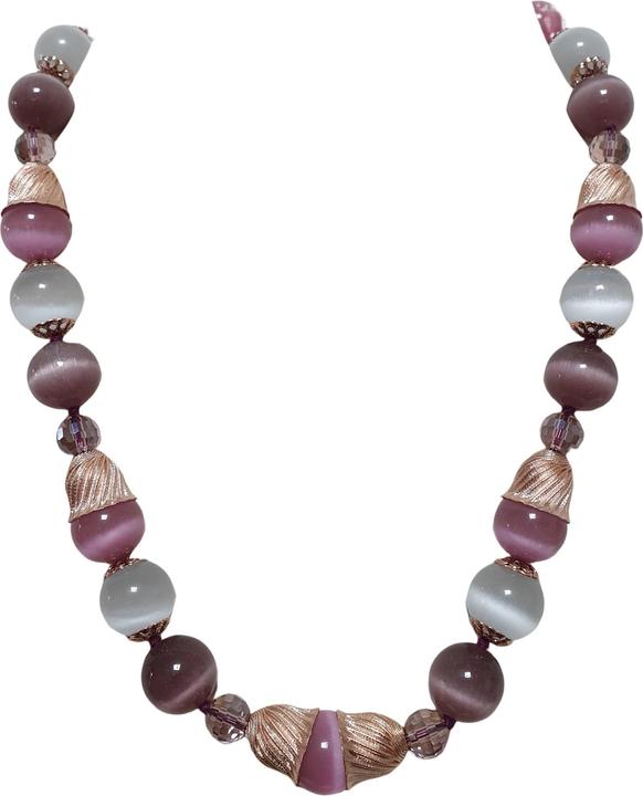 L'Officiel Collana agate rosa e bianche opale