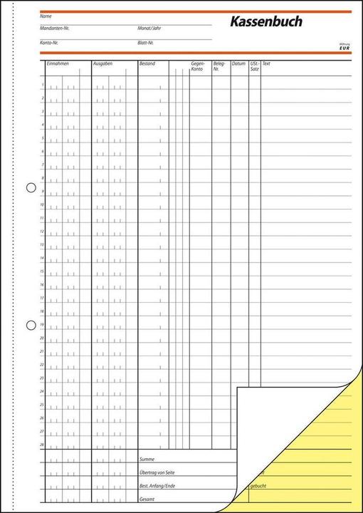 Nährwerte und Zutaten Sigel Kassenbuch Papierformat: DIN A4 Farbe des Einbandes: grün (40x)