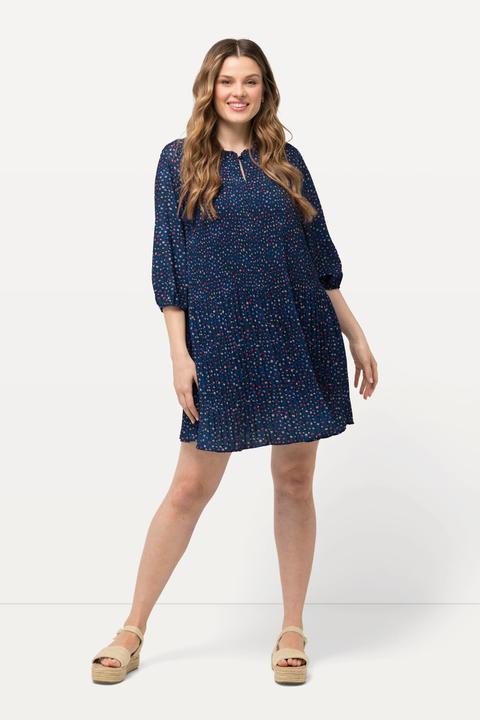 Actual product image Ulla Popken Speckled 3/4 Sleeve Pleated Mini Dress (46, 48)