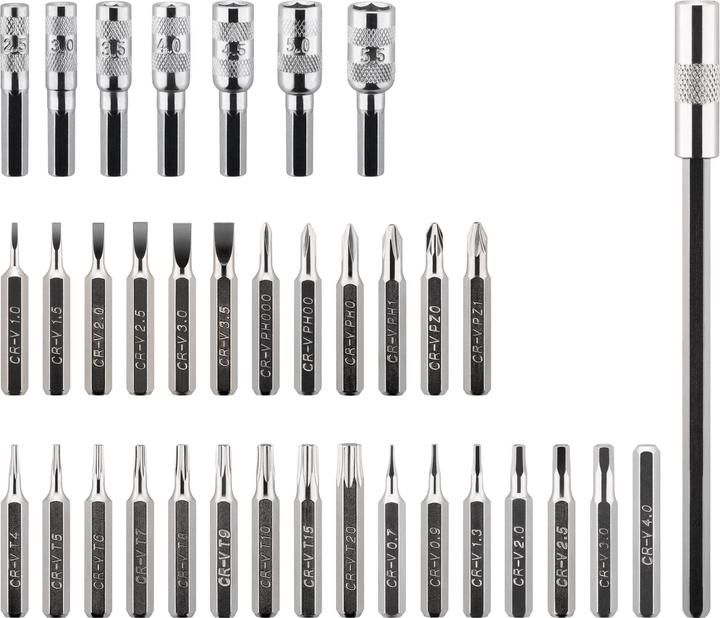 Actual product image Goobay precision screwdriver set, 37-piece, in plastic box (Phillipps cross recess (PH), Pozidriv cross recess (PZ), Sorceress, TX)