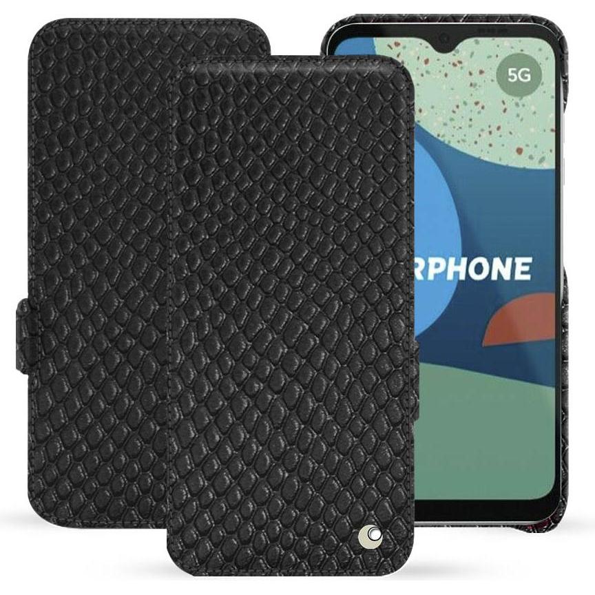 Noreve Lederschutzhülle horizontal (Fairphone 4), Smartphone Hülle, Schwarz