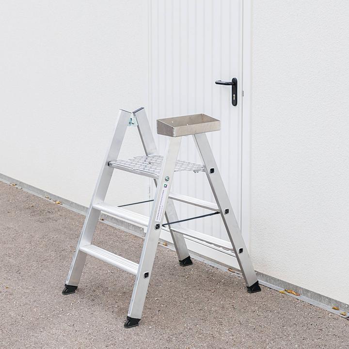 Actual product image Munk Folding steps double sided aluminium natural 3 steps (Folding step, 47 cm)