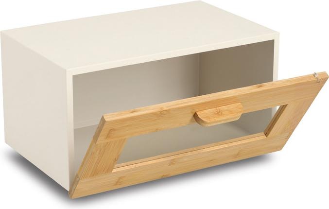 Produktbild Zeller Present Brotkasten mit Bambusfrontklappe Metall 36x23x19.5 cm