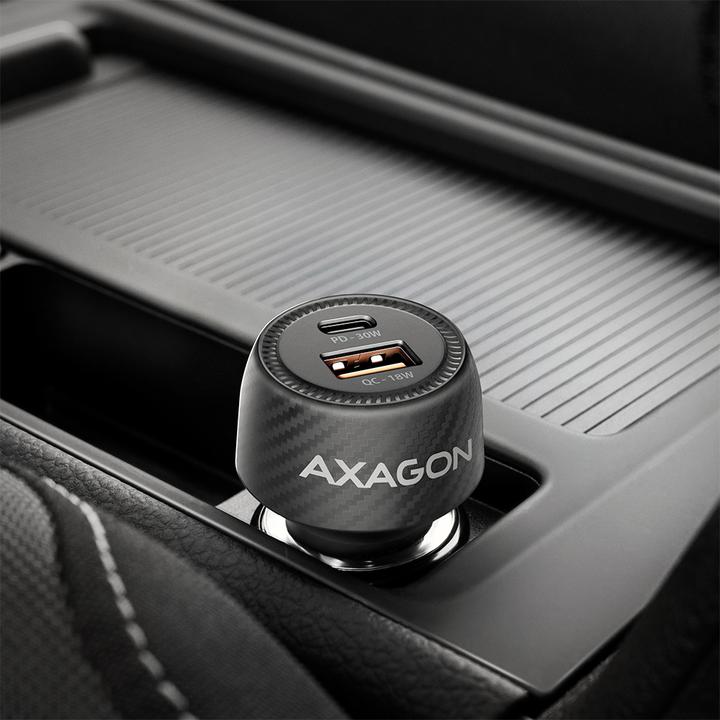 Produktbild Axagon PWC-PQ48, nabíječka do auta 48W, výstup USB-A + USB-C, PD3.0/PPS/QC4+/SFC/Apple