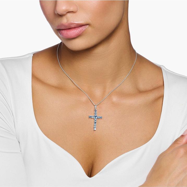 Produktbild Thomas Sabo Anhänger Kreuz Aqua Steine silber (925er Silber)