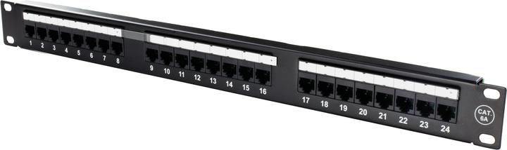 Actual product image Deltaco 19 patch panel 24xrj45 cat6a utp 10gbps black