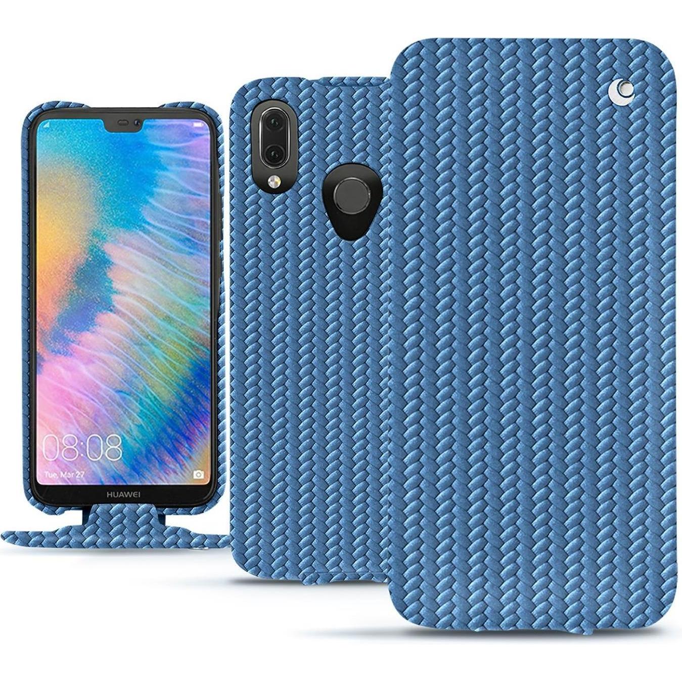 Noreve Lederschutzhülle vertikal (Huawei P20 Lite), Smartphone Hülle, Blau