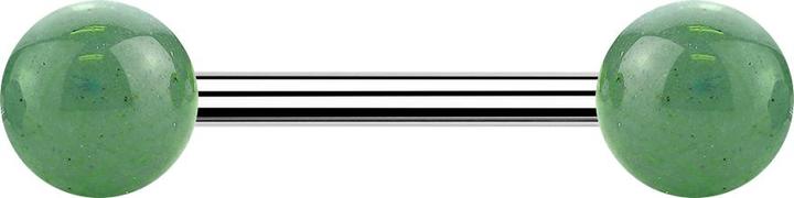 Image du produit Star Piercing Barbell avec deux boules de pierre de jade (sans laiton, Minéral, Acier chirurgical 316L)