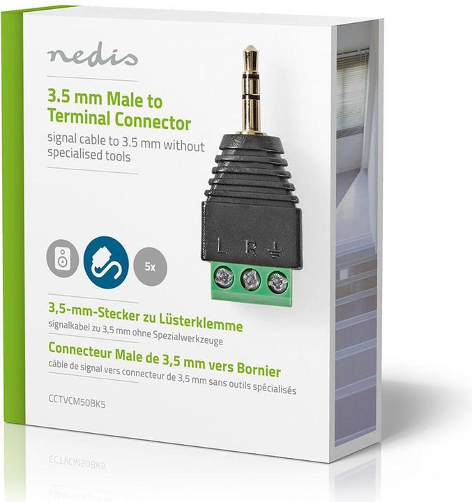 Produktbild Nedis CCTV Security Connector 3-Way Terminal Block 3.5mm Jack Male Male Black/Green