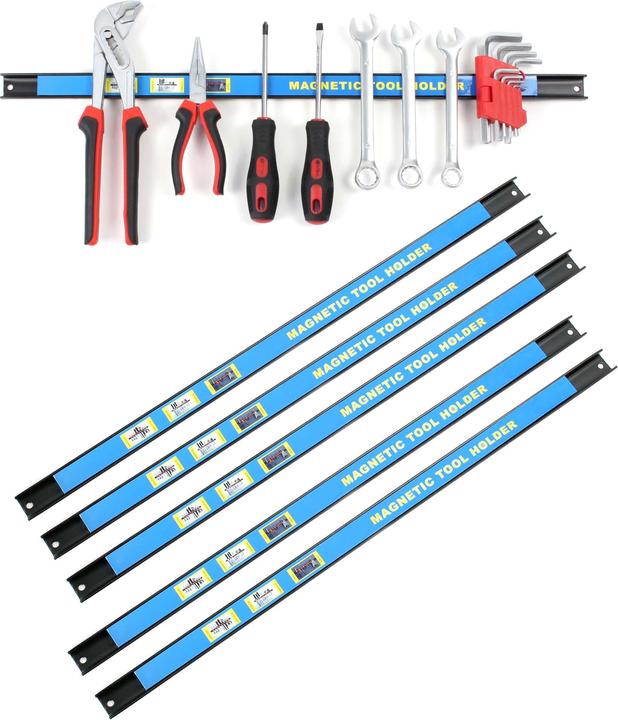 Immagine prodotto Wiltec Set di 6 strisce magnetiche da 61 cm Supporto per attrezzi da officina Supporto da parete per binari