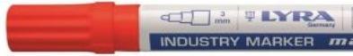 Produktbild Lyra industrimarker 3mm rød - m/hurtigttørrende maling og indvendig kugle (Rot, 3 mm, 10 x)