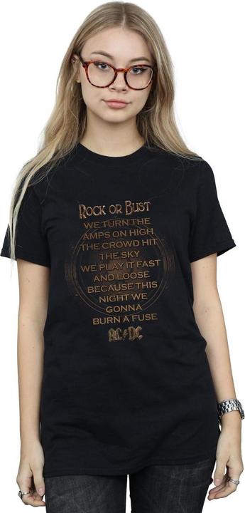 Produktbild AC/DC Rock Or Bust Lyrics Baumwolle Boyfriend TShirt (M)
