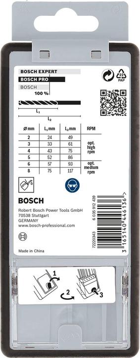 Produktbild Bosch Professional Zubehör PRO Metal HSS-G Spiralbohrer-Set, 6-tlg. (2, 3, 4, 5, 6, 8)
