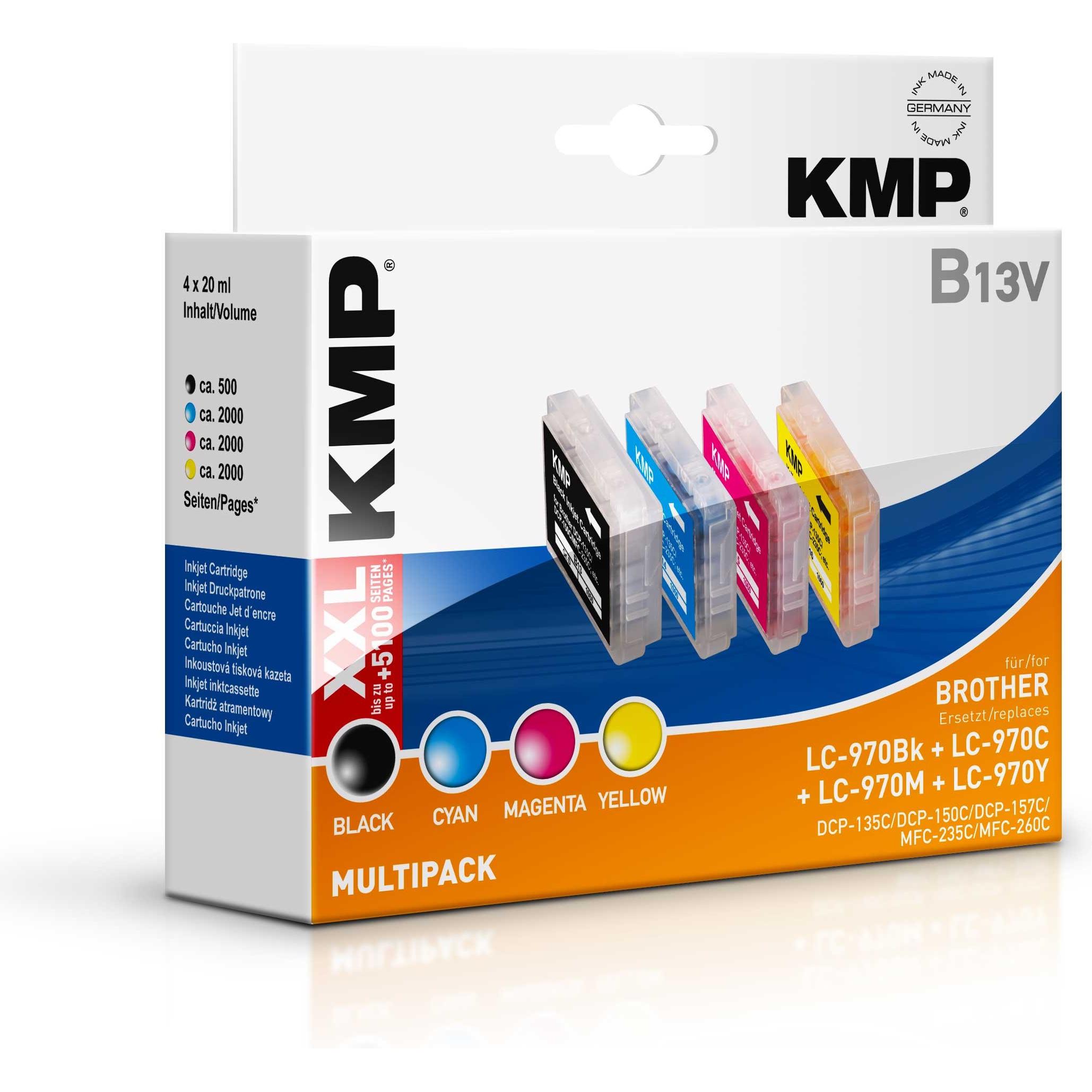 KMP, Druckerpatrone, Tinte ersetzt LC970VALBP (M, BK, Y, C)