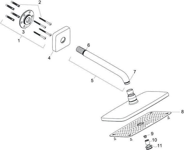 Actual product image hansgrohe HG overhead shower RAINDANCE DN 15 m Br 240mm E 360 AIR 1jet 360x190m (1 Beam types, 18 l/min)