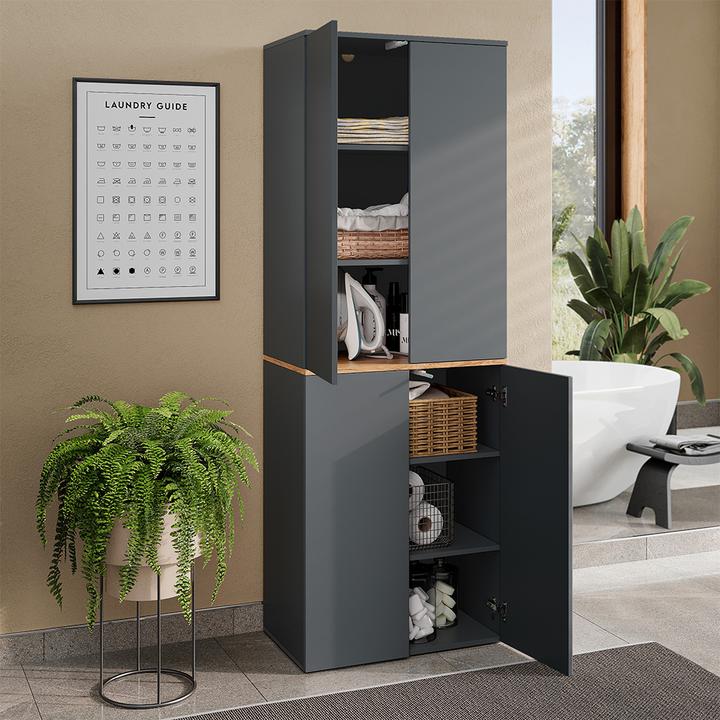 Produktbild Vicco Hochschrank Viktor, Anthrazit/Goldkraft Eiche, 68 x 188.6 cm mit 6 geschlossenen Fächern (40.50 x 68 x 188.60 cm)