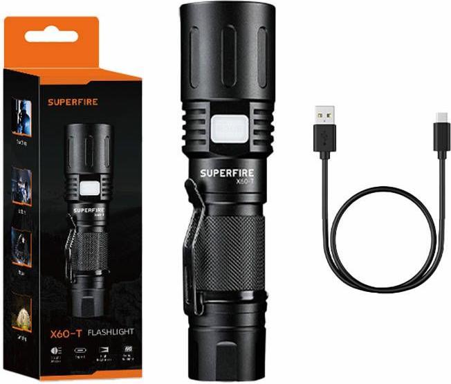Actual product image Superfire Flashlight X60-T, 1500lm, USB (15.80 cm, 1500 lm)