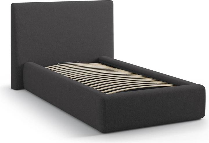 Actual product image Micadoni Storage Bed With Headboard, "Amy", Anthracite, 220x130x95 Made in Europe (90 x 200 cm)