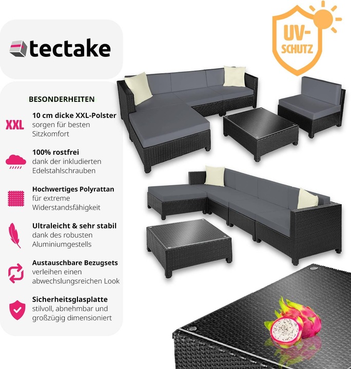 Immagine prodotto tectake set da giardino in rattan con telaio in alluminio, variante 2