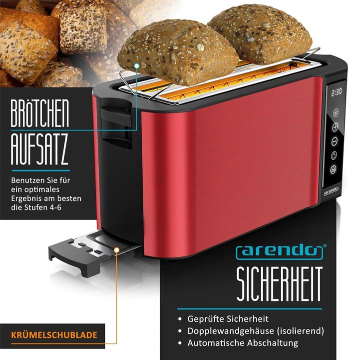 Immagine prodotto Arendo Langschlitztoaster mit integriertem Brötchenaufsatz