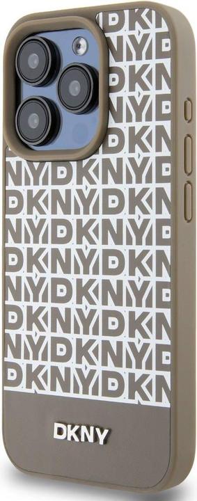 Actual product image DKNY PU Leather Repeat Pattern Bottom Stripe MagSafe Case for iPhone 14 Pro Max Brown (Apple iPhone 14 Pro Max)