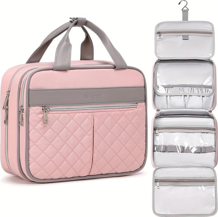 Actual product image Only-Bags.Store Multi-layered canvas cosmetic bag, suitable for travelling, striped pattern