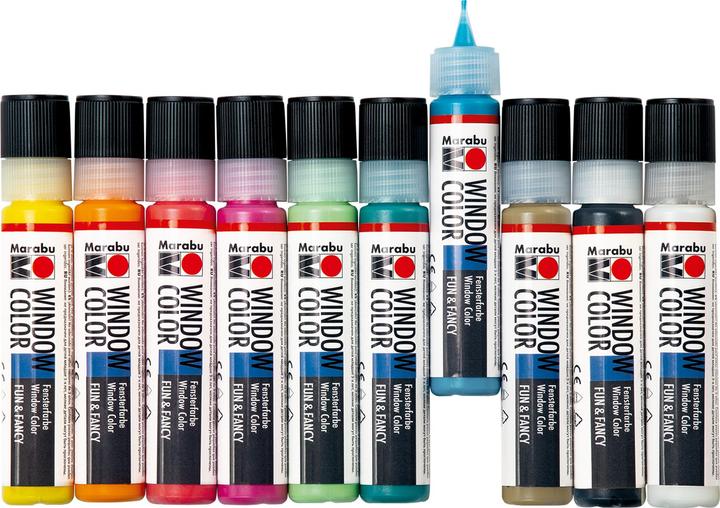 Actual product image Marabu Lama (White, Reseda, Contour black, Orange, Cherry red, Raspberry, Yellow, Light brown, Sap green, Turquoise blue, 250 ml)