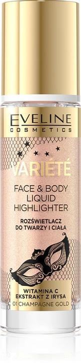 Productafbeelding Eveline Variete Vloeibare Highlighter Voor Gezicht En Lichaam 01 Champagne Goud 30Ml (01, Markeerstift, 30 ml)