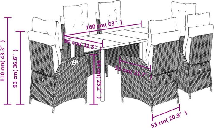 Produktbild vidaXL Garten Essgruppe (160 x 80 x 74 cm)