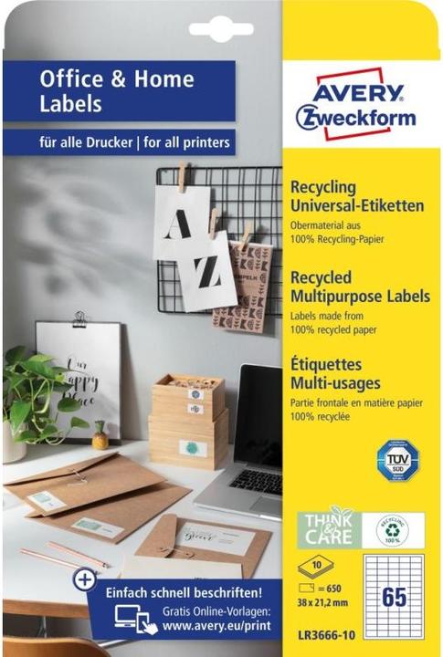 Produktbild Avery Recycling Etiketten, Home Office, Kleinpackung