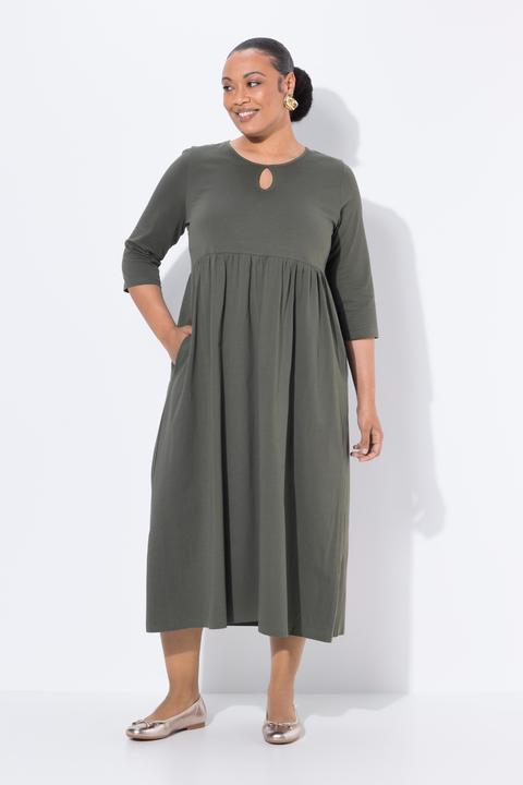 Produktbild Ulla Popken Jersey-Maxikleid, Rundhals, Keyhole, 3/4-Arm, Taschen (50, 52)