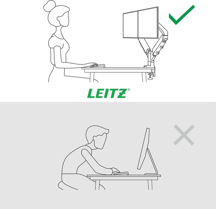 Produktbild Leitz Ergo Platzsparender Dual Monitorarm (Tisch, 32")