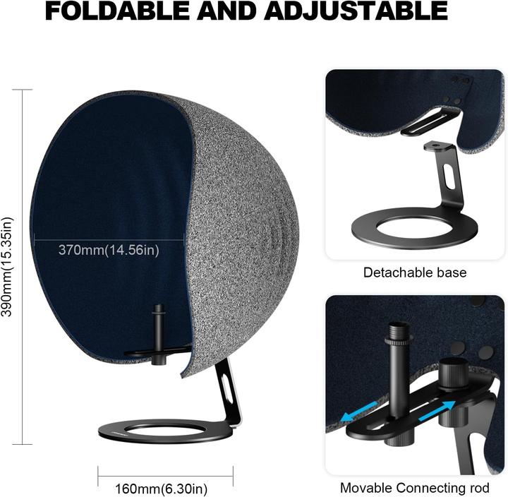 Immagine prodotto Aokeo 2024 Mikrofon Isolation Schallschutz 360° Studio Shield