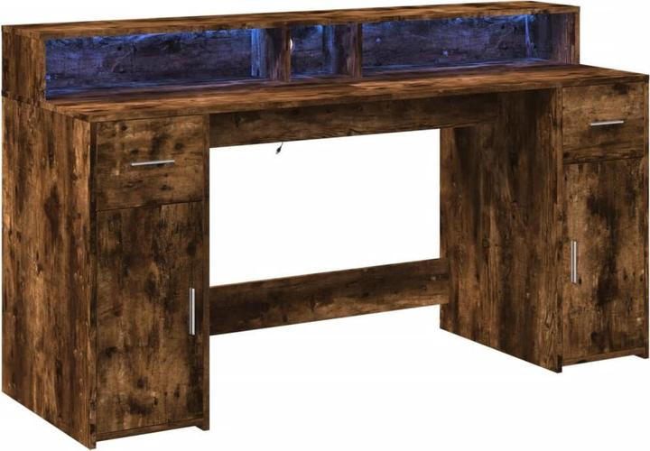 Actual product image vidaXL LED desk Computer desk Office desk Smoked oak