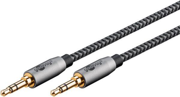 Image du produit Goobay Câble de connexion audio AUX, 3,5 mm stéréo, 2 m, Sharkskin Grey (2 m, Jack 3,5 mm (AUX))