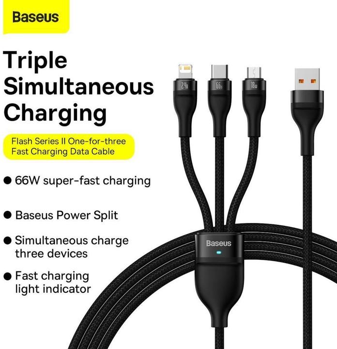 Produktbild Baseus Flash Series Ⅱ (1.20 m, USB 2.0, 66 W)