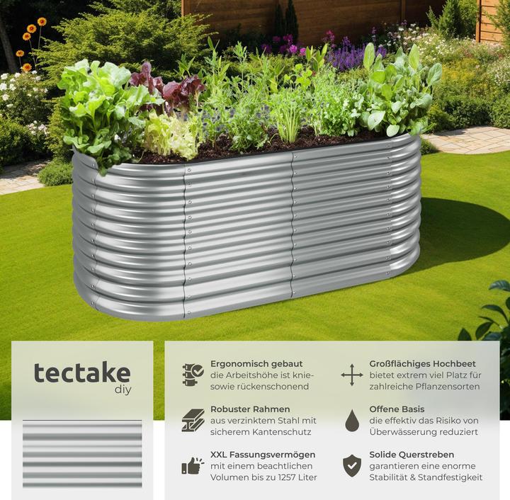 Image du produit tectake Jardinière surélevée Flormma, 1257l, galvanisé, 200x100x80cm