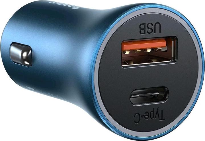 Actual product image Baseus Golden Contactor Pro car charger, USB + USB-C, QC4.0+, PD, SCP, 40W (blue)