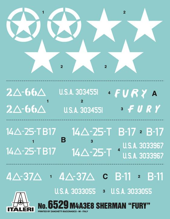 Actual product image Italeri M4A3E8 Sherman