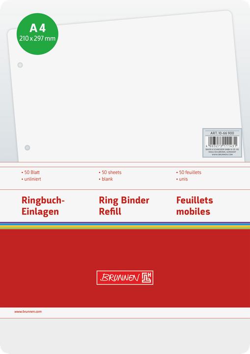 Actual product image Brunnen Ring binder inserts A4 blank 50 sheets