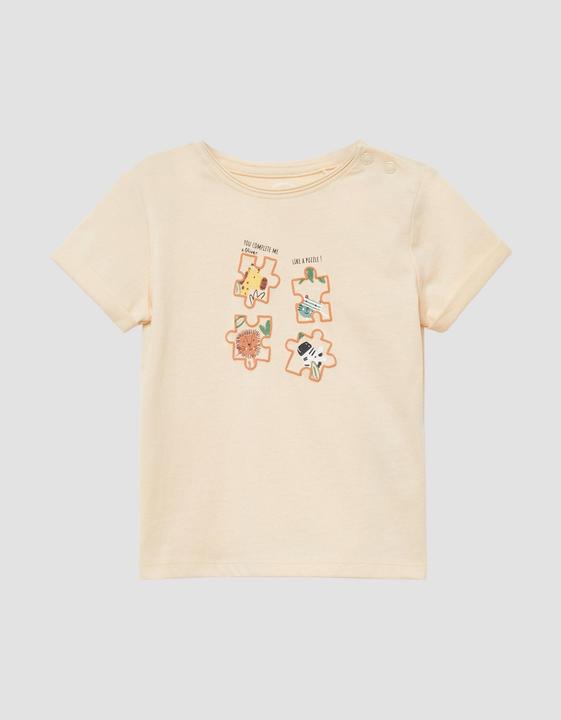 S.Oliver T-Shirt T-Shirt mit Ärmelumschlag und Frontprint (80)