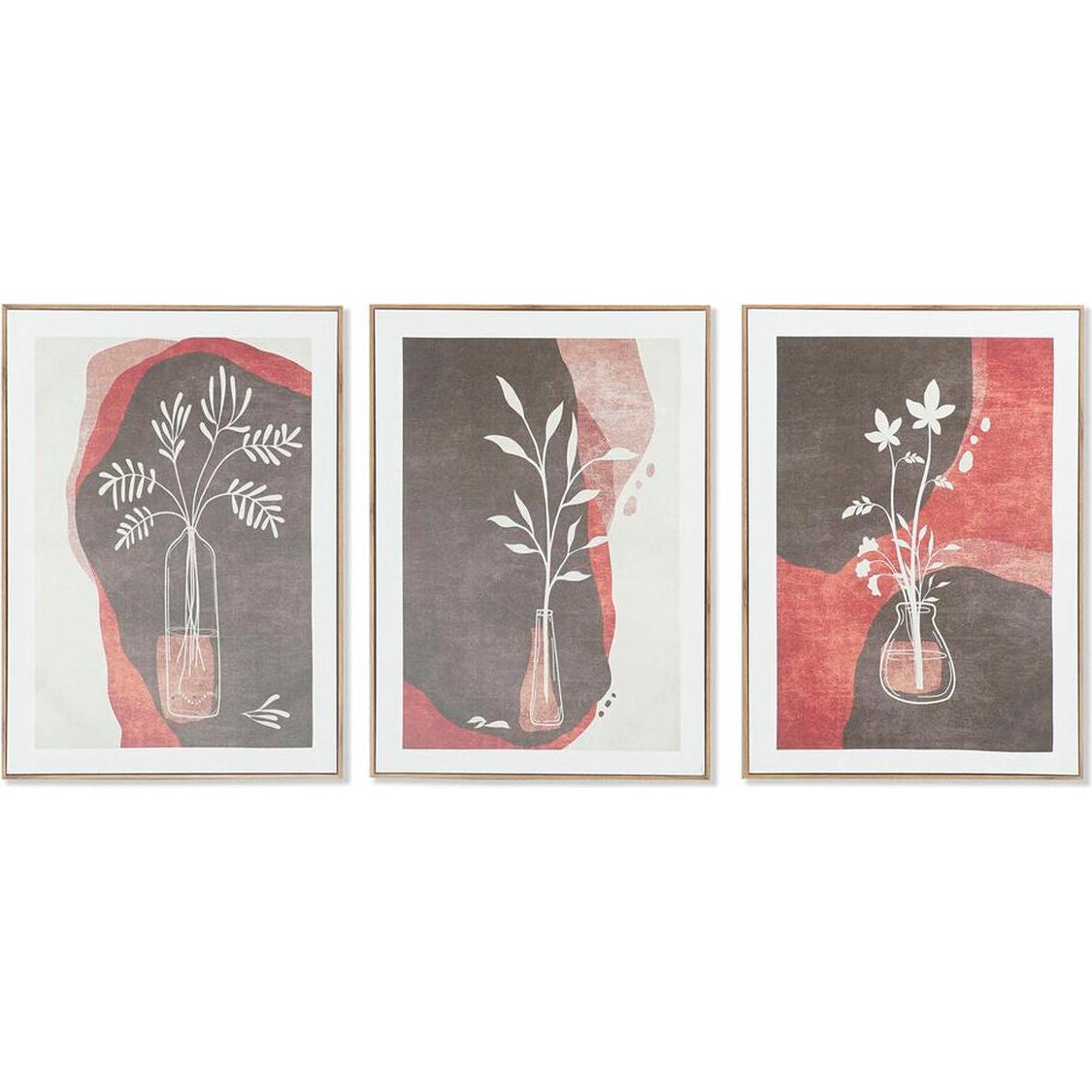 DKD Home Decor, Vaso, Leinwand Leinwand Holz MDF 50 x 3 x 70 cm (3 Stücke) (3x)